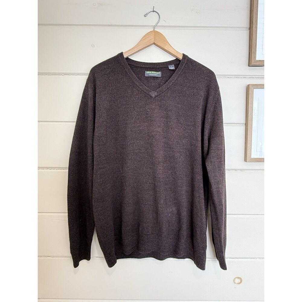John Bartlett Consensus Men’s L Sweater V Neck Brown Eclectic Grandpa Soft